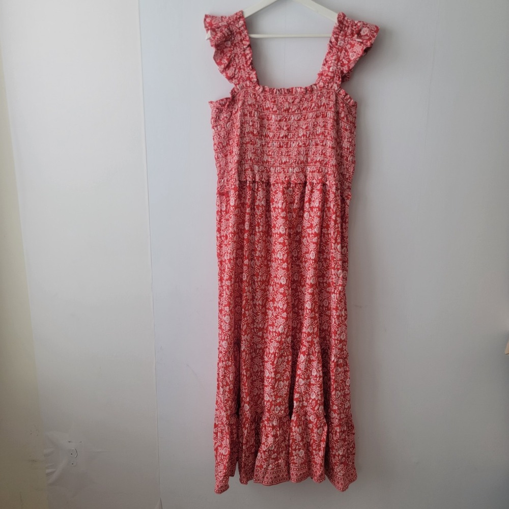 Max studio Sleeveless Midi Sundress size 1X smocked bodice Square neck